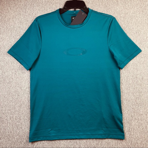 Oakley Ellipse Logo Rashguard SS Shirt Petrol Green Men’s Sz Small Athletic Slim - Picture 2 of 6